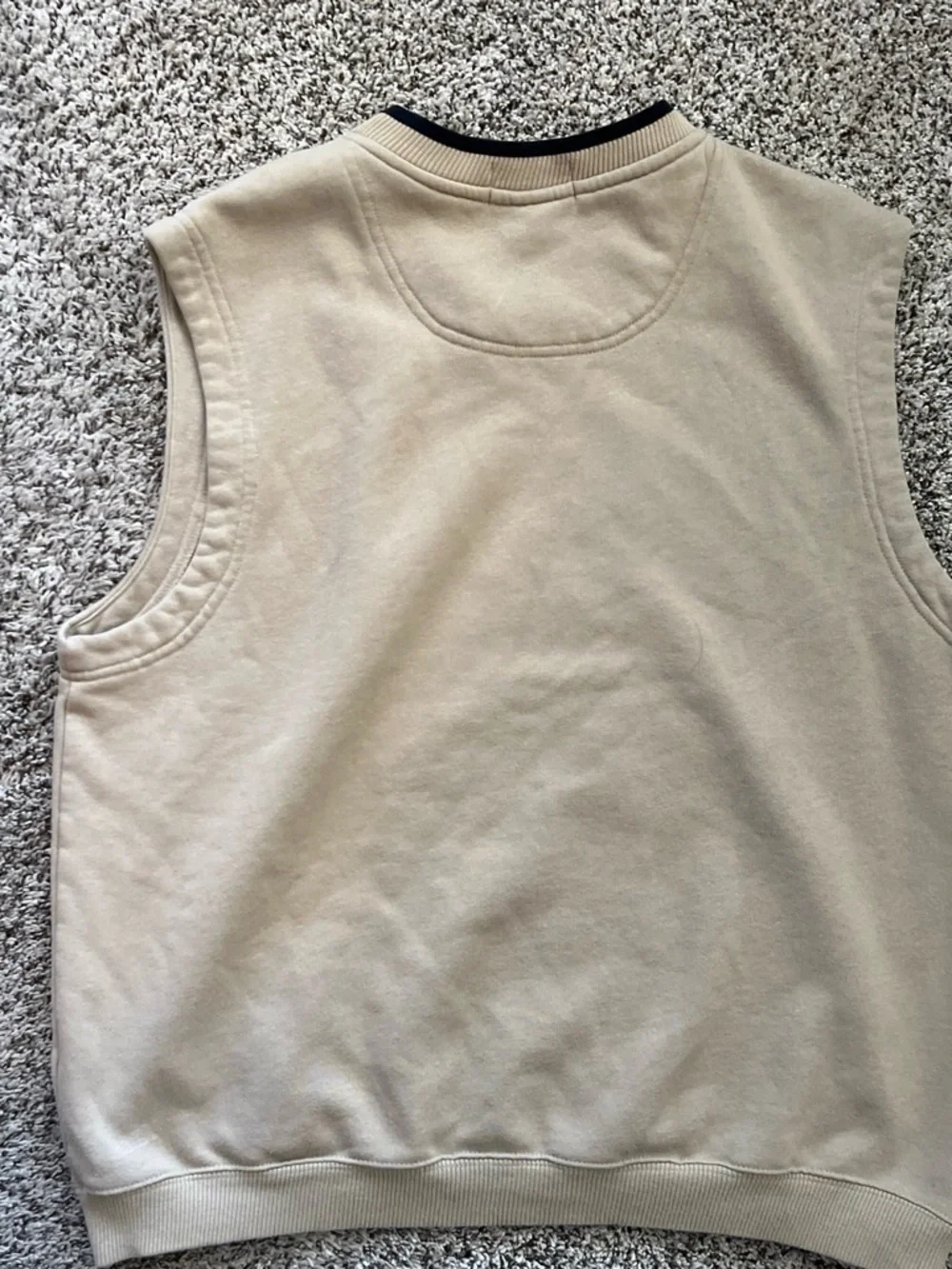 Vintage Antigua ASU V-Neck Sweatshirt Vest in Beige with Maroon & Gold Logo